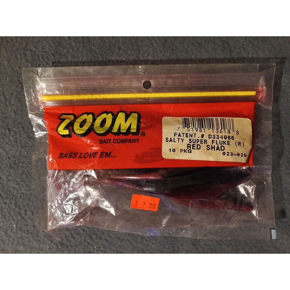 NEW Zoom Salty Super Fluke Soft Plastic Jerkbait Red Shad 10-Pack Bass Fishing